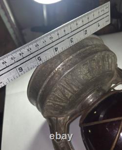 Antique Dietz Little Wizard Red Globe Railroad Train Work Oil Lantern Aged