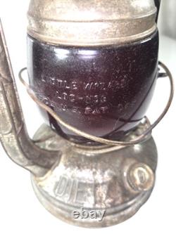 Antique Dietz Little Wizard Red Globe Railroad Train Work Oil Lantern Aged