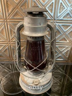 Antique Dietz NY USA Blizzard Red Glass Oil Lantern