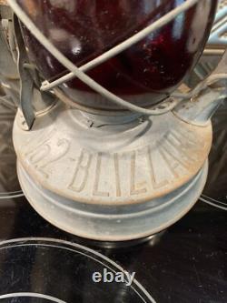 Antique Dietz NY USA Blizzard Red Glass Oil Lantern