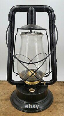 Antique Dietz Royal tubular LANTERN early round tube with Cast globe brass parts