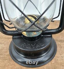 Antique Dietz Royal tubular LANTERN early round tube with Cast globe brass parts