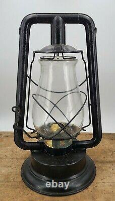 Antique Dietz Royal tubular LANTERN early round tube with Cast globe brass parts