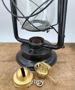 Antique Dietz Royal tubular LANTERN early round tube with Cast globe brass parts