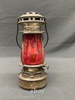 Antique Dietz Scout Sport Skaters Lantern with Rare Red Globe 7 1/2