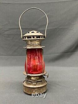 Antique Dietz Scout Sport Skaters Lantern with Rare Red Globe 7 1/2