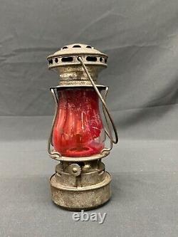 Antique Dietz Scout Sport Skaters Lantern with Rare Red Globe 7 1/2
