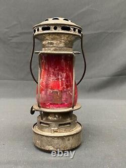 Antique Dietz Scout Sport Skaters Lantern with Rare Red Globe 7 1/2