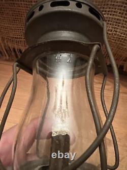 Antique Dietz Sport Skaters Lantern Lamp Globe Dated Feb 10, 1914 N. Y. USA