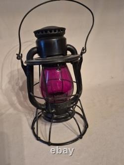 Antique Dietz Vesta Railroad Lantern With Red Glass Insert