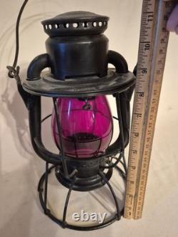 Antique Dietz Vesta Railroad Lantern With Red Glass Insert