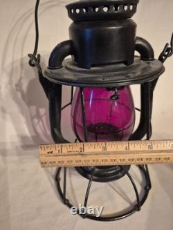 Antique Dietz Vesta Railroad Lantern With Red Glass Insert