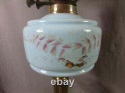 Antique Duplex Oil Lamp And Patterned Glass Oil Lamp Shade