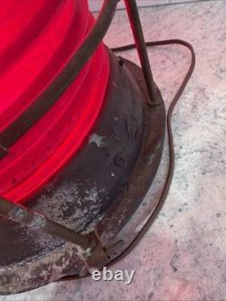 Antique Durkee Marine Ship Lantern Red Fresnel Lens Bronze Cage Electrified