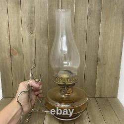 Antique Eagle Oil Lamp Light Amber Glass Lantern Carrying Handle 13