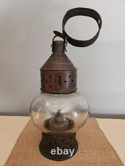 Antique Early 19th Century Onion Lantern with Whale Oil Burner