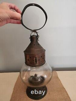 Antique Early 19th Century Onion Lantern with Whale Oil Burner