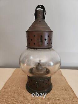 Antique Early 19th Century Onion Lantern with Whale Oil Burner