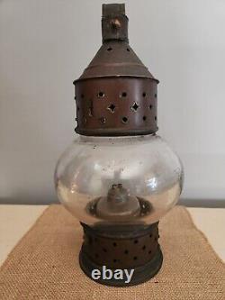 Antique Early 19th Century Onion Lantern with Whale Oil Burner