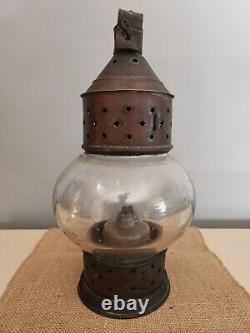 Antique Early 19th Century Onion Lantern with Whale Oil Burner