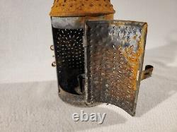 Antique Early American Colonial Punched Tin Hanging Candle Lantern Revere