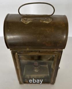 Antique Early American Tin Lantern Railroad Farm Oil Burner Candle 10x5x5