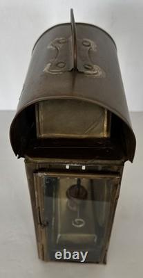 Antique Early American Tin Lantern Railroad Farm Oil Burner Candle 10x5x5