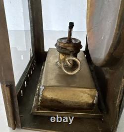 Antique Early American Tin Lantern Railroad Farm Oil Burner Candle 10x5x5