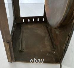 Antique Early American Tin Lantern Railroad Farm Oil Burner Candle 10x5x5