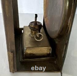 Antique Early American Tin Lantern Railroad Farm Oil Burner Candle 10x5x5