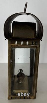 Antique Early American Tin Lantern Railroad Farm Oil Burner Candle 10x5x5