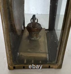 Antique Early American Tin Lantern Railroad Farm Oil Burner Candle 10x5x5