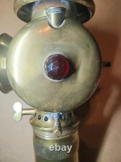 Antique Early Lantern 11 Kerosene Automobile Carriage Solid Brass Gorgeous