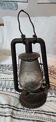 Antique Early OVB Hibbard Spencer Bartlett Co Lantern with Original Embossed Globe
