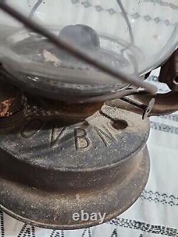 Antique Early OVB Hibbard Spencer Bartlett Co Lantern with Original Embossed Globe