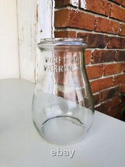 Antique Embossed Winfield Warren O Tubular Lantern Globe Clear Glass Rare