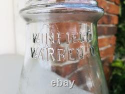 Antique Embossed Winfield Warren O Tubular Lantern Globe Clear Glass Rare