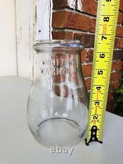 Antique Embossed Winfield Warren O Tubular Lantern Globe Clear Glass Rare