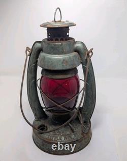 Antique Embury No 1 Air Pilot Lantern Green With Cranberry Glass, Warsaw NY