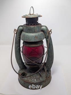 Antique Embury No 1 Air Pilot Lantern Green With Cranberry Glass, Warsaw NY