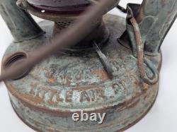 Antique Embury No 1 Air Pilot Lantern Green With Cranberry Glass, Warsaw NY