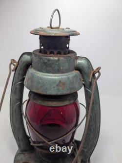 Antique Embury No 1 Air Pilot Lantern Green With Cranberry Glass, Warsaw NY