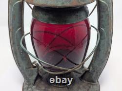 Antique Embury No 1 Air Pilot Lantern Green With Cranberry Glass, Warsaw NY