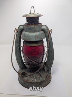 Antique Embury No 1 Air Pilot Lantern Green With Cranberry Glass, Warsaw NY