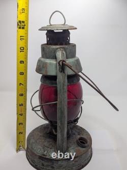 Antique Embury No 1 Air Pilot Lantern Green With Cranberry Glass, Warsaw NY