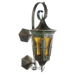 Antique Exterior Copper Lantern with Amber Glass, NSP1862