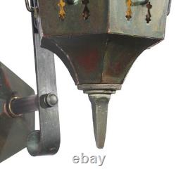 Antique Exterior Copper Lantern with Amber Glass, NSP1862