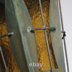 Antique Exterior Copper Lantern with Amber Glass, NSP1862