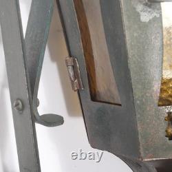 Antique Exterior Copper Lantern with Amber Glass, NSP1862