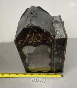 Antique Folding Candle Lamp Lantern Civil War Era Minors Patent Tin